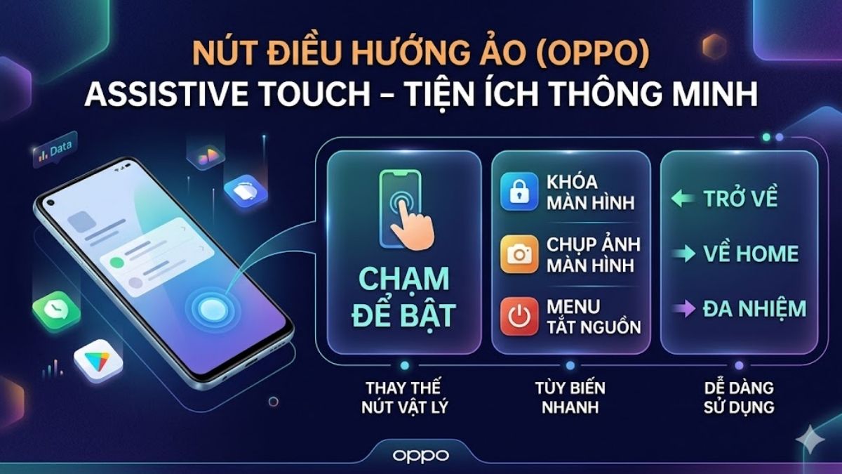 Cách mở nguồn Oppo khi nút nguồn bị liệt bằng nút ảo