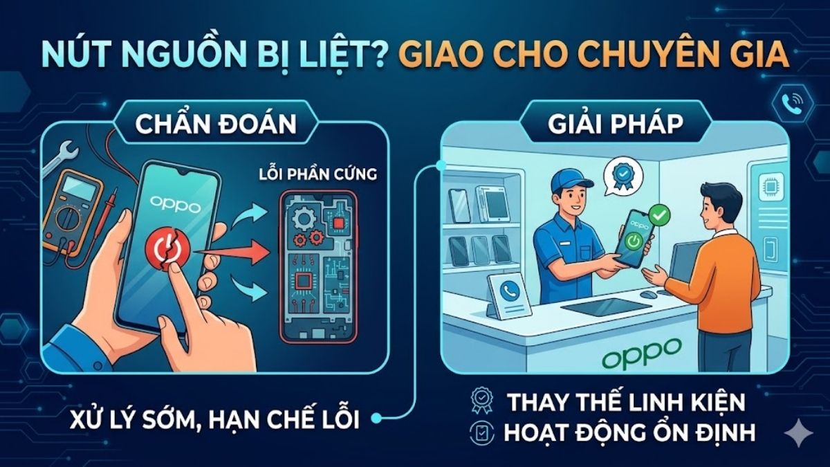 Cách mở nguồn Oppo khi nút nguồn bị liệt bằng cách đem đến trung tâm sửa chữa