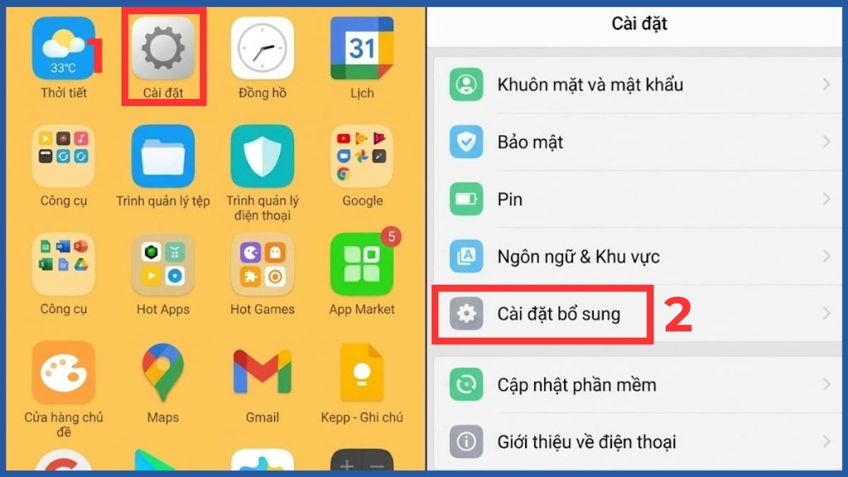 Cách mở nguồn Oppo khi nút nguồn bị liệt - Hẹn giờ bật/tắt bước 1, 2