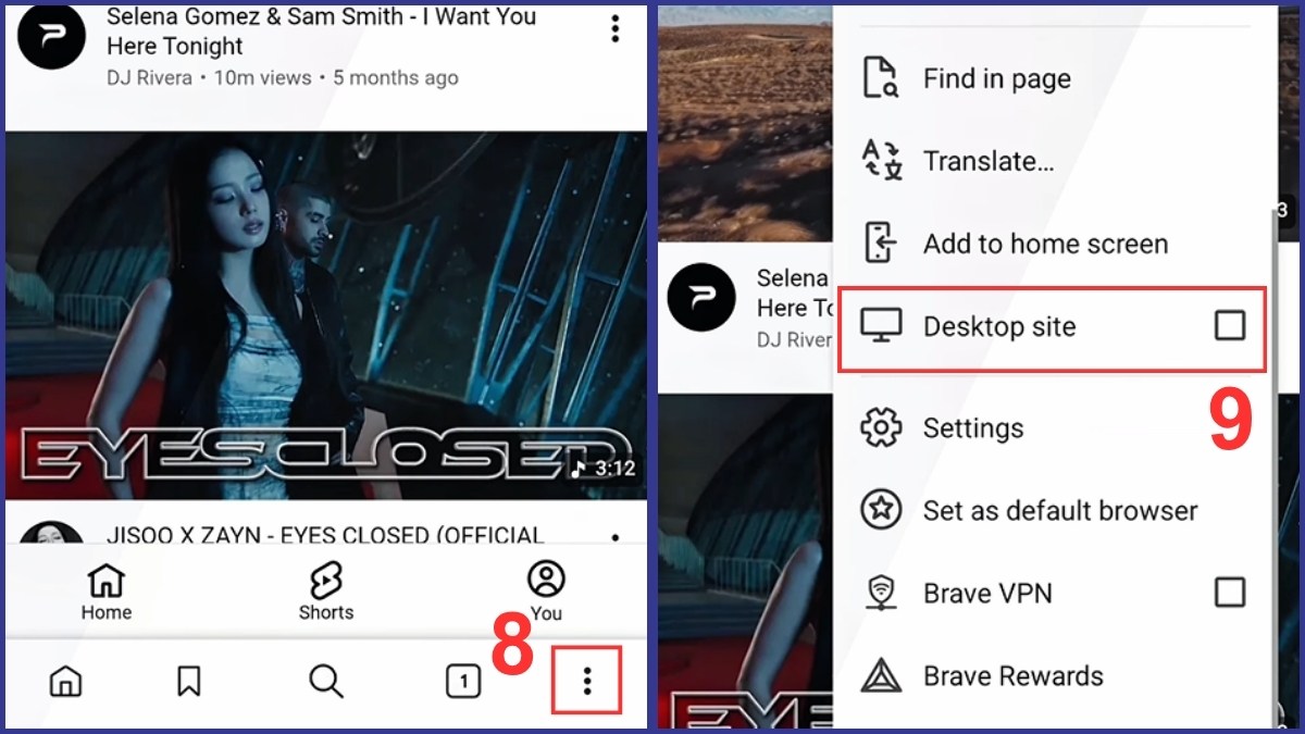 Cách nghe nhạc trên YouTube khi tắt màn hình Xiaomi qua trình duyệt Brave bước 4