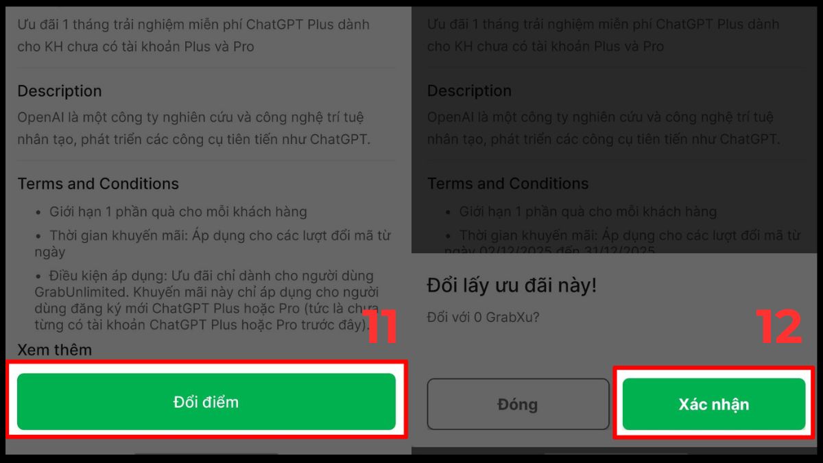 Cách nhận ChatGPT Plus miễn phí qua Grab Unlimited bước 4-2