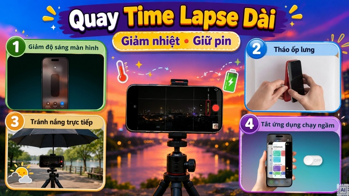 Cách quay video Time Lapse trên iPhone 17 - Duy trì pin khi quay