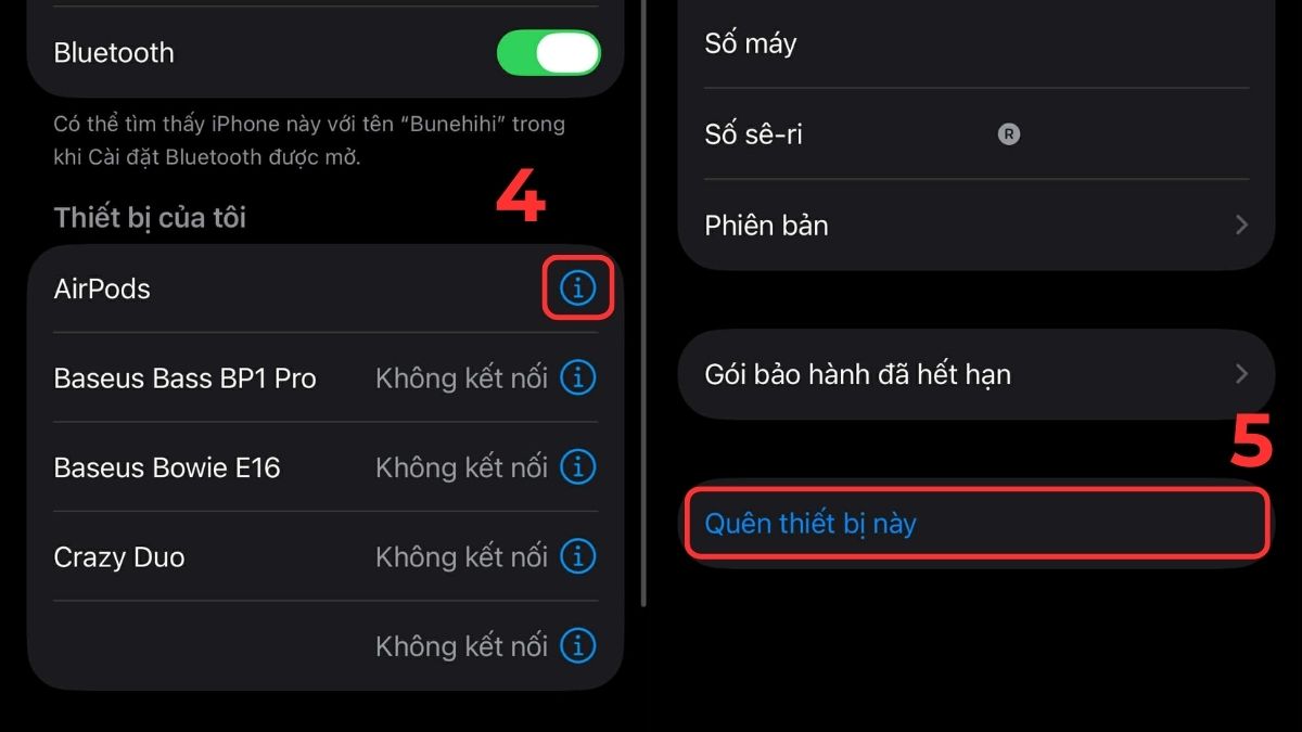 Cách reset Airpods 4 bước 4, 5
