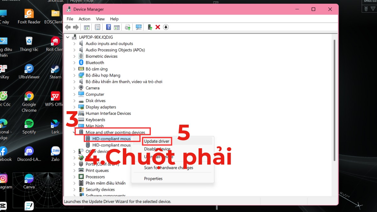 Cách reset chuột không dây - Cập nhật Driver chuột bước 2