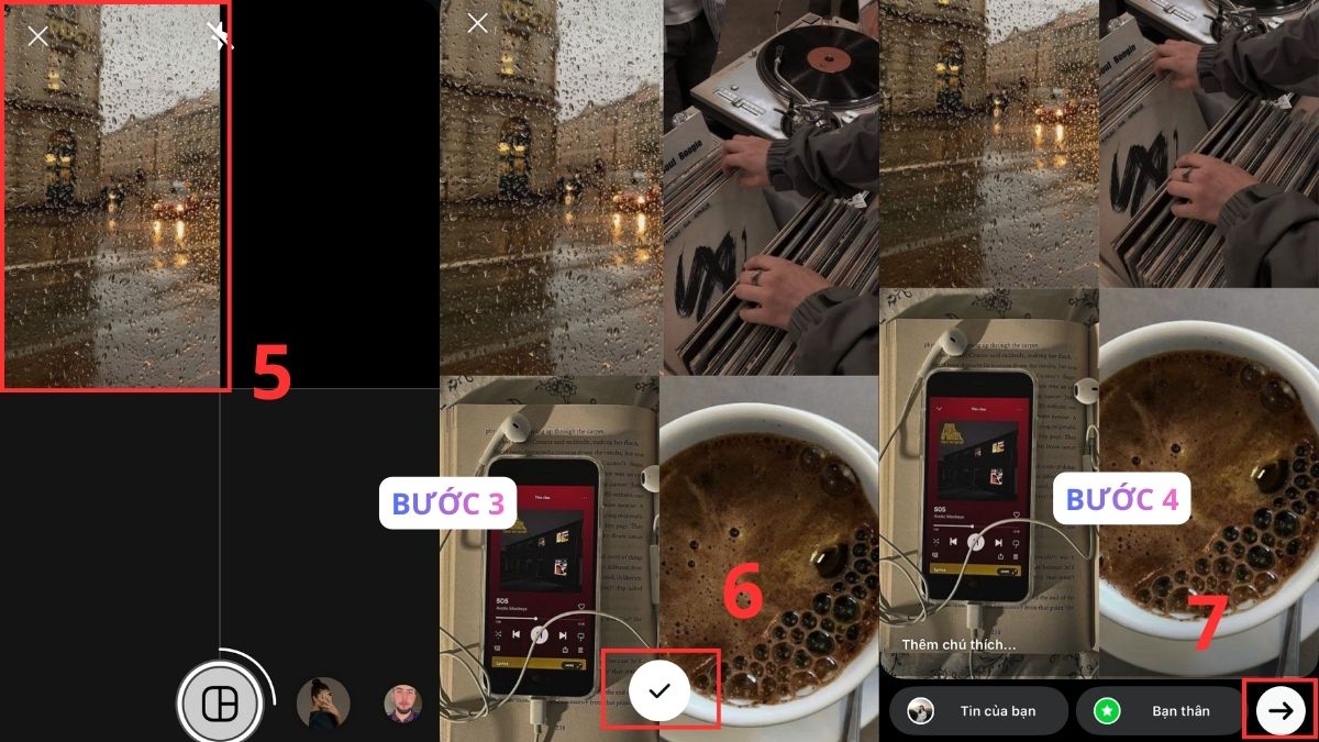 Cách sắp xếp bố cục ảnh trên Story Instagram bằng Layout bước 3, 4