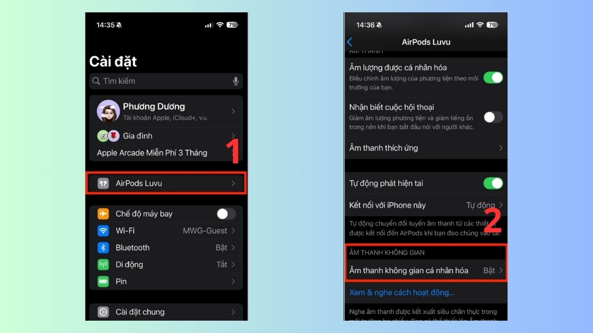 Cách sử dụng AirPods - Âm thanh không gian