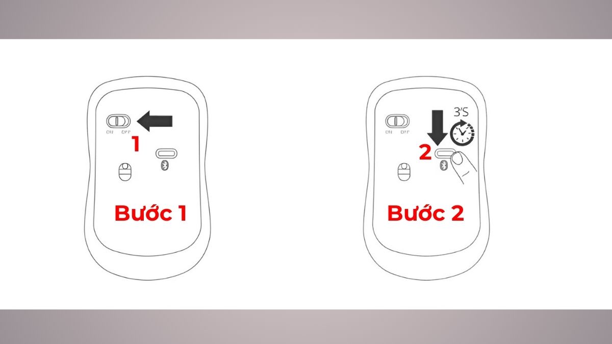 Cách sử dụng chuột Logitech M650 - Kết nối qua Bluetooth bước 1, 2