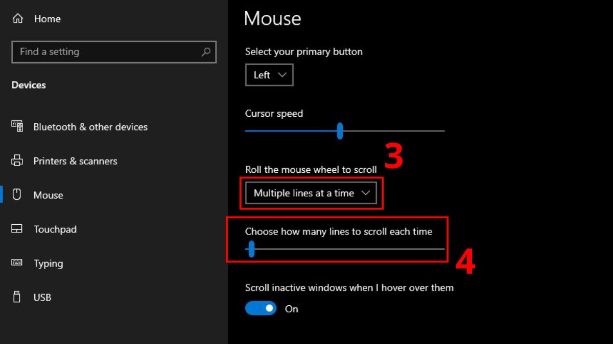 Cách sử dụng chuột máy tính - Tùy chỉnh tốc độ cuộn chuột bước 3, 4