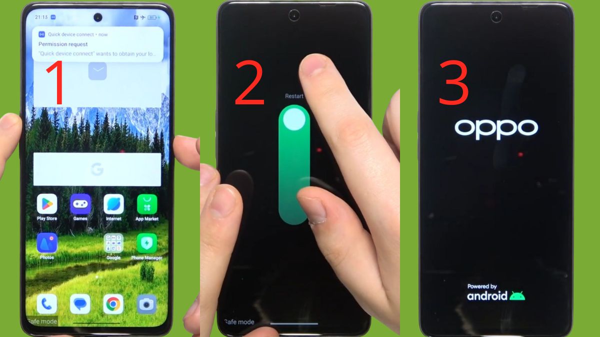 Cách sửa điện thoại OPPO không lên màn hình - Bật chế độ an toàn