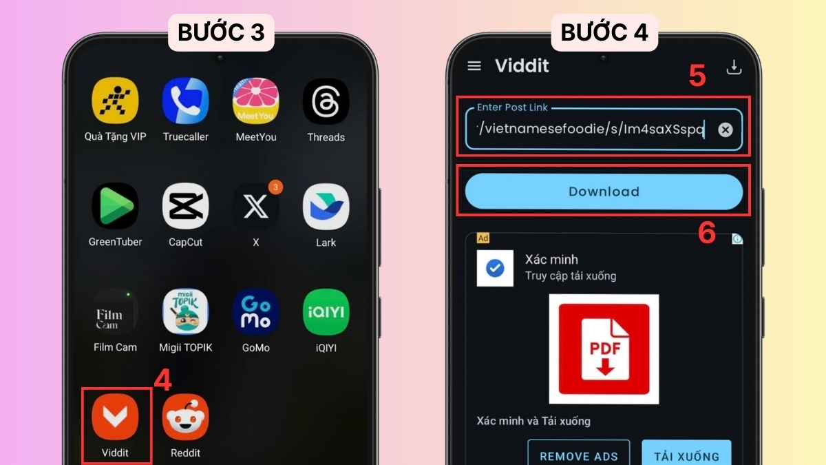 Cách tải video trên Reddit bằng ứng dụng thứ 3 bước 3, 4