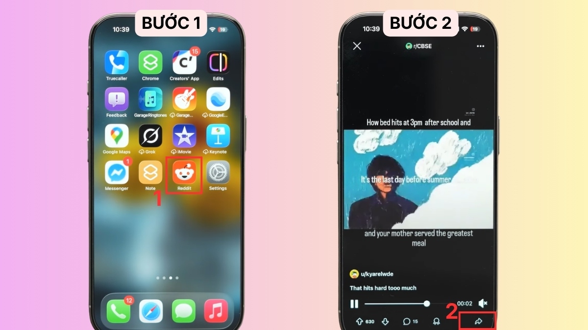 Cách tải video trên Reddit bằng phím tắt iPhone bước 1, 2