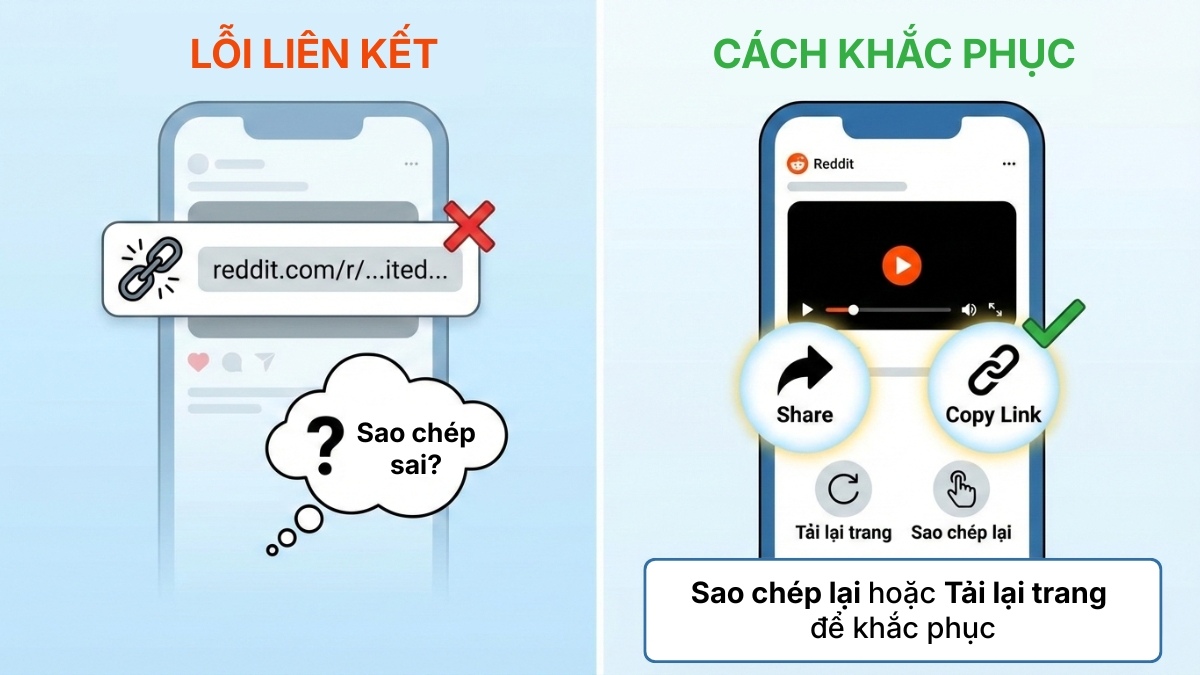 Lỗi thường gặp khi áp dụng cách tải video trên Reddit - Lỗi liên kết không hợp lệ