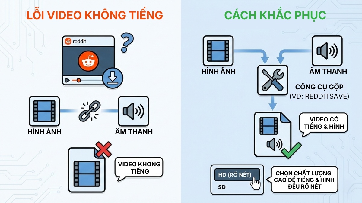 Lỗi thường gặp khi áp dụng cách tải video trên Reddit - Lỗi video không có tiếng