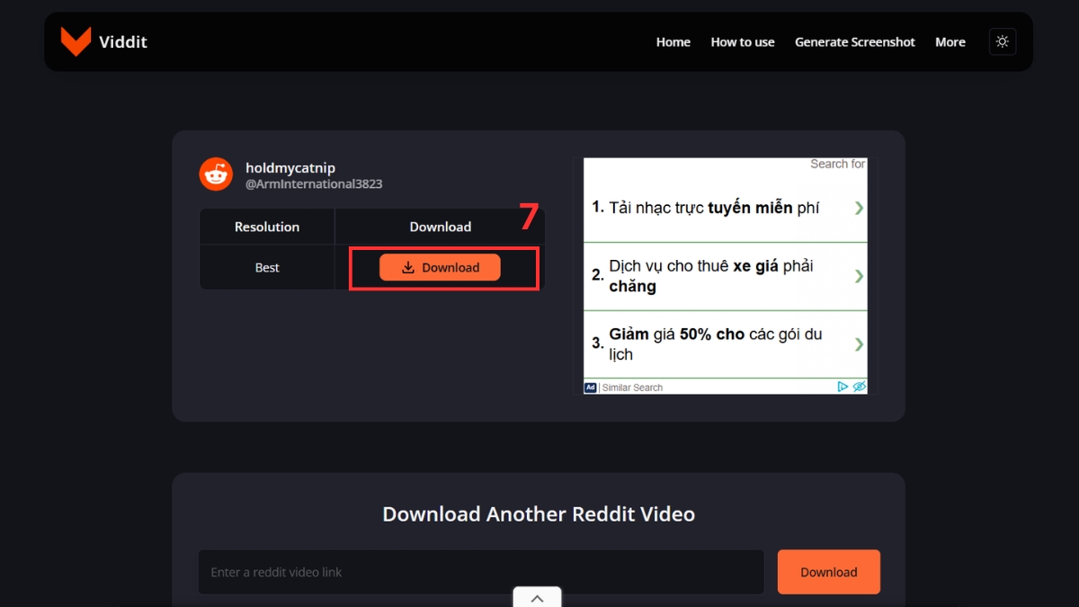 Cách tải video trên Reddit bằng công cụ trực tuyến bước 4