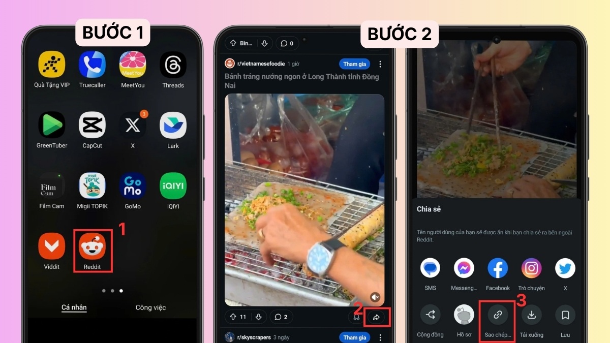 Cách tải video trên Reddit bằng ứng dụng thứ 3 bước 1, 2