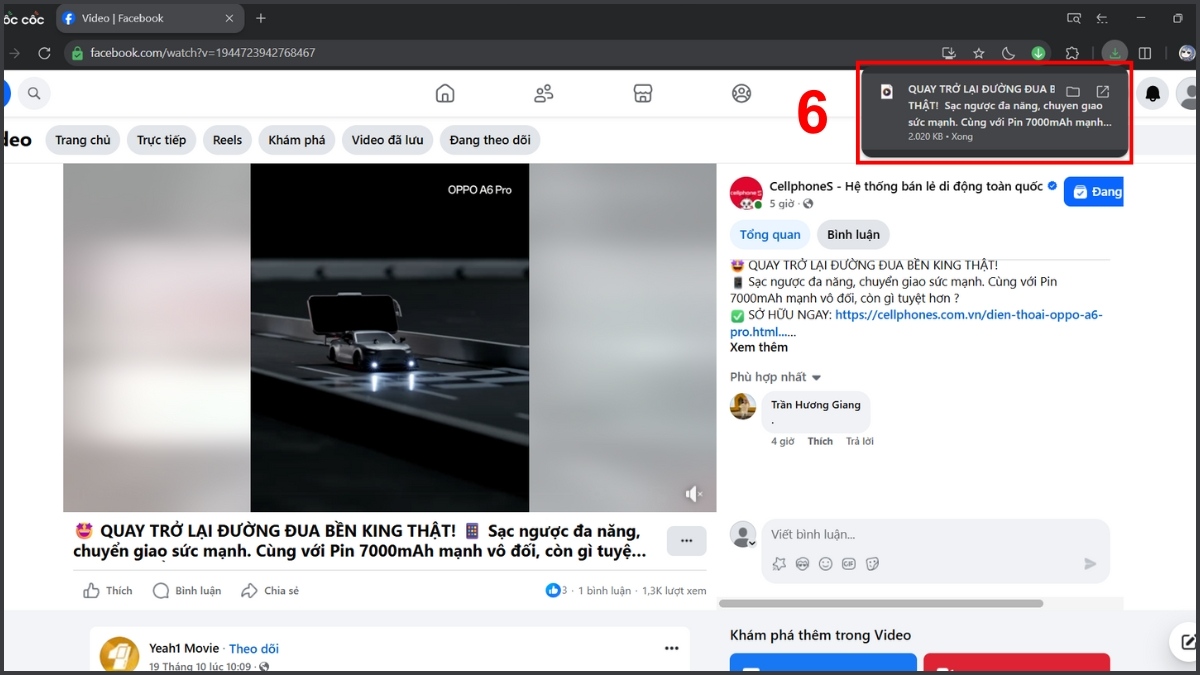 Cách tải video từ Facebook về máy tính trên Cốc Cốc bước 6