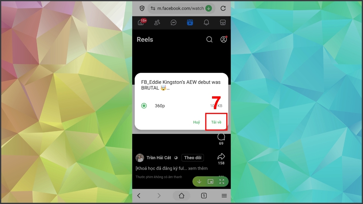 Cách tải video từ Facebook về điện thoại trên Cốc Cốc bước 7