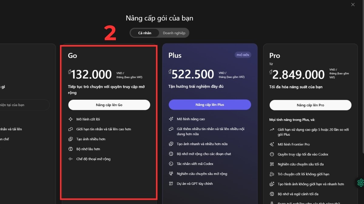 Cách tăng tốc ChatGPT - Nâng cấp phiên bản bước 2