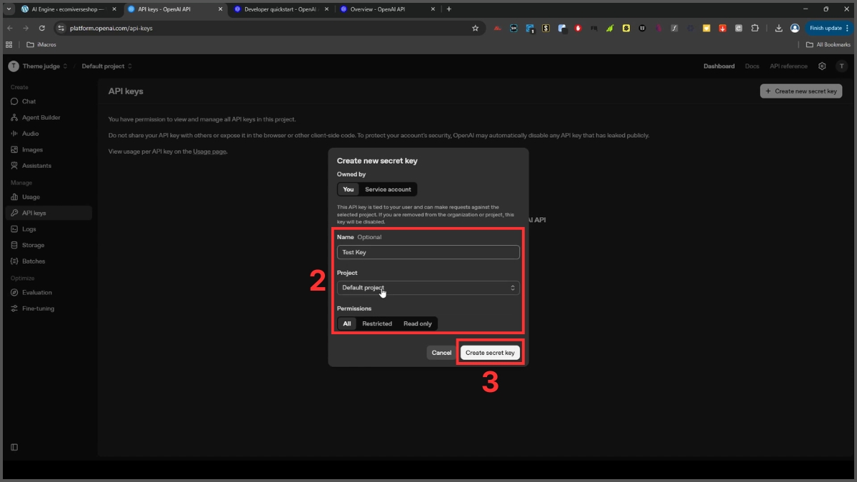 Cách tạo chatbot bằng ChatGPT qua API bước 1-2