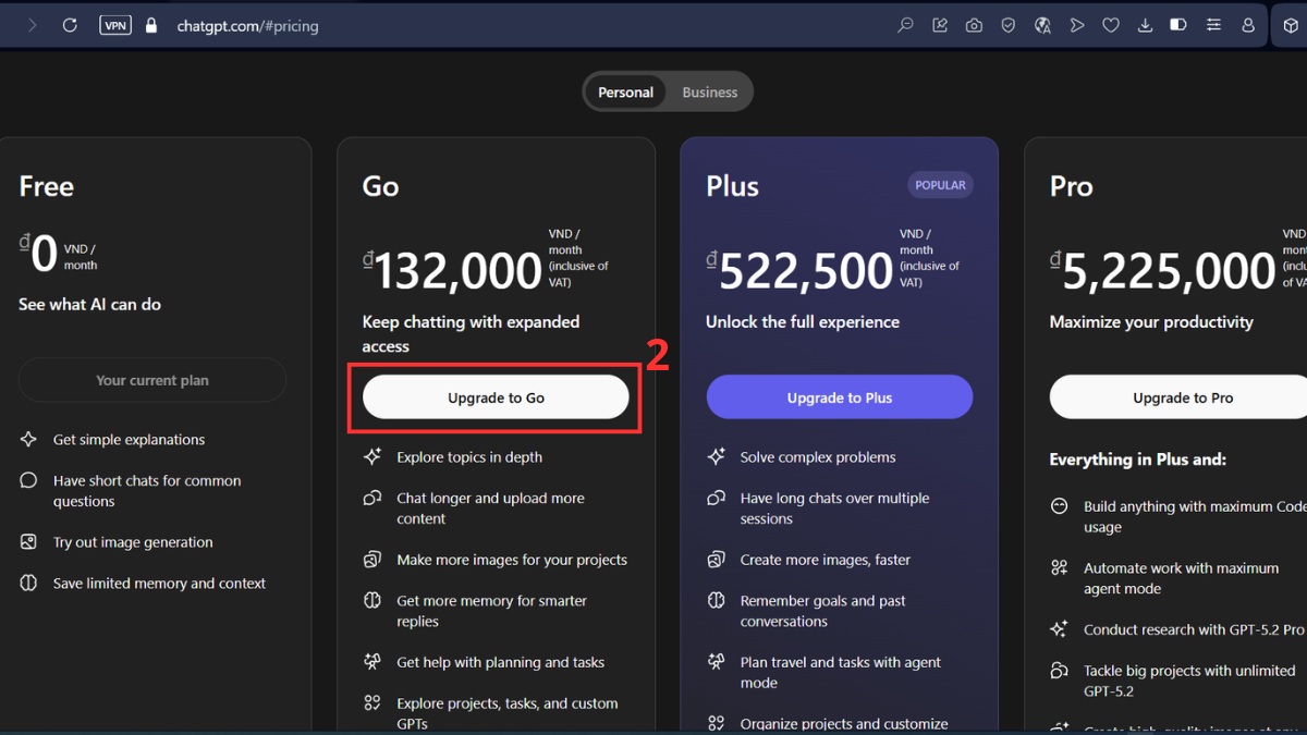 Cách tạo tài khoản ChatGPT Pro, Plus bước 2