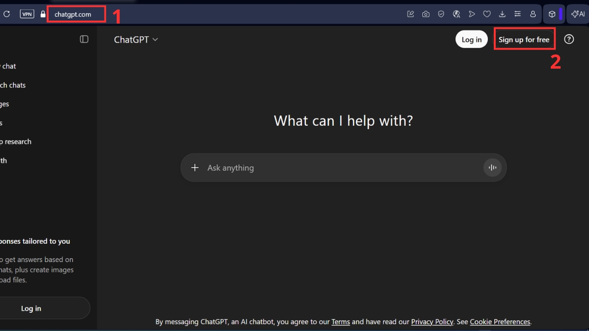 Cách tạo tài khoản ChatGPT trên máy tính bước 1