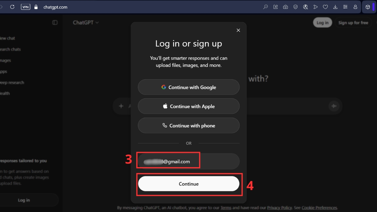Cách tạo tài khoản ChatGPT trên máy tính bước 2