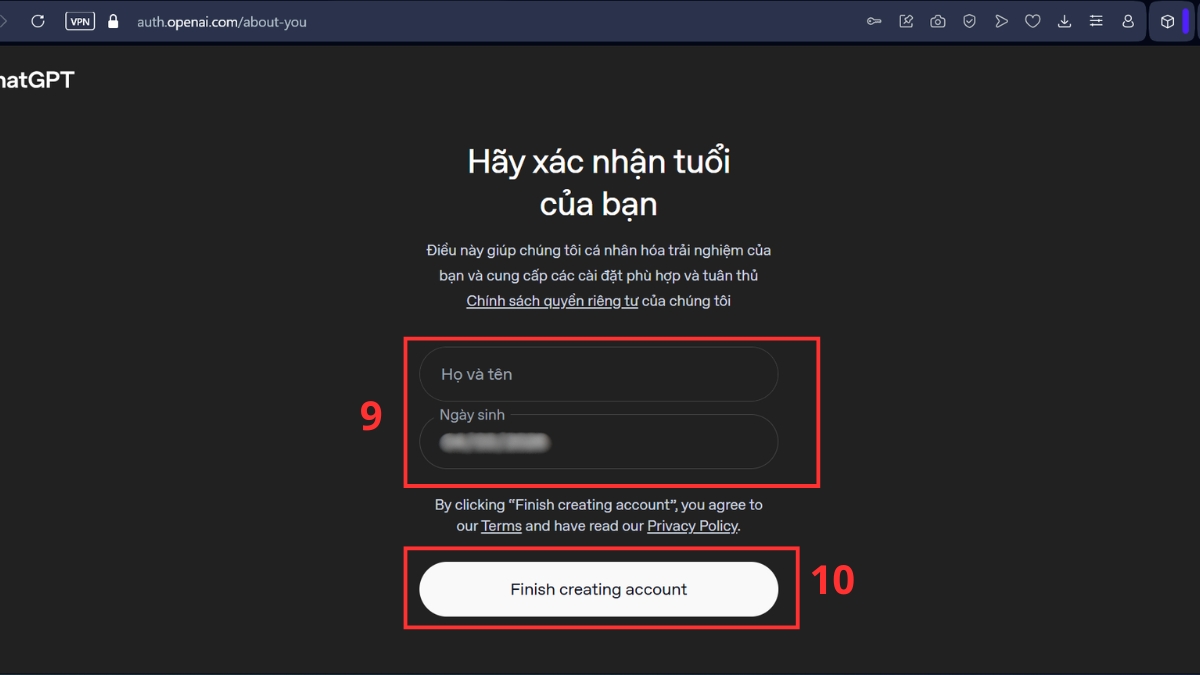 Cách tạo tài khoản ChatGPT trên máy tính bước 5