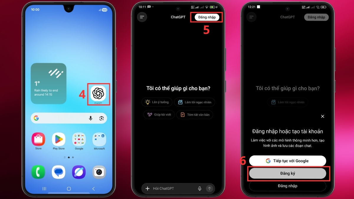 Cách tạo tài khoản ChatGPT trên điện thoại bước 2