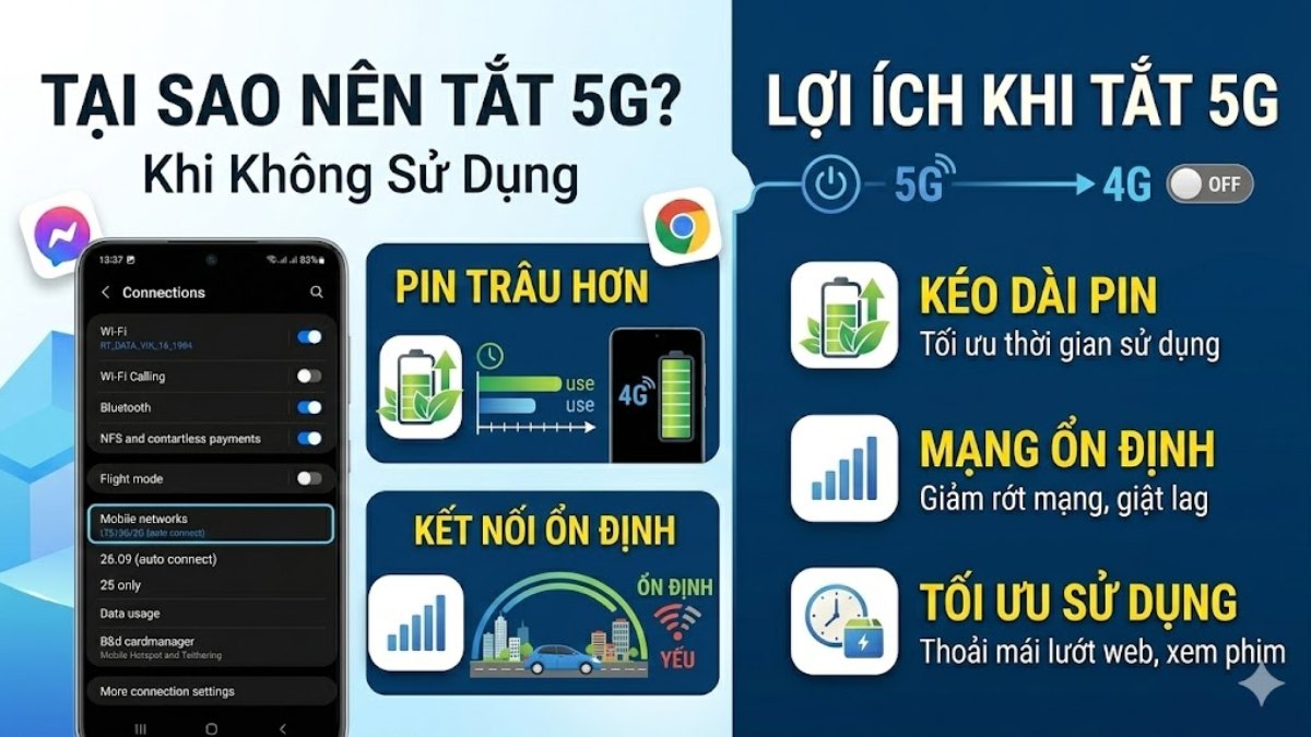 Tại sao nên áp dụng cách tắt 5G trên Samsung