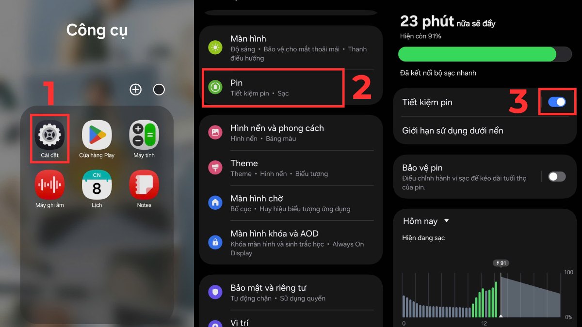 Cách tắt 5G trên Samsung bằng chế độ Tiết kiệm pin