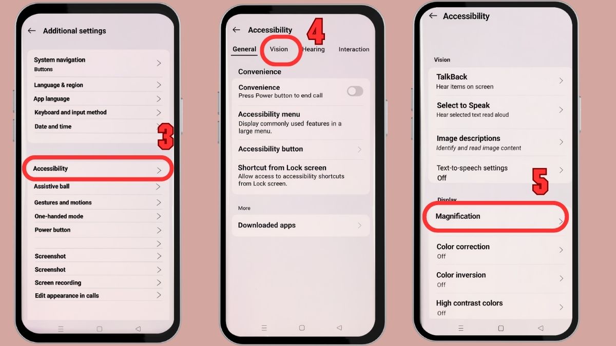 Cách tắt chạm 3 lần phóng to màn hình OPPO và sử dụng phím tắt Trợ năng để phóng to bước 2