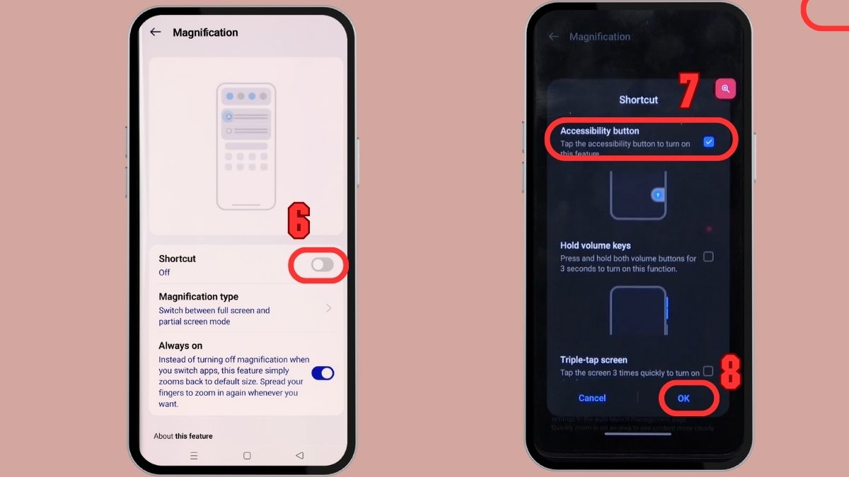 Cách tắt chạm 3 lần phóng to màn hình OPPO và sử dụng phím tắt Trợ năng để phóng to bước 3