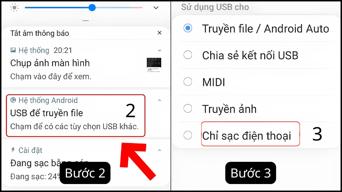 Cách tắt chế độ gỡ lỗi ADB trên điện thoại khi kết nối bước 2, 3