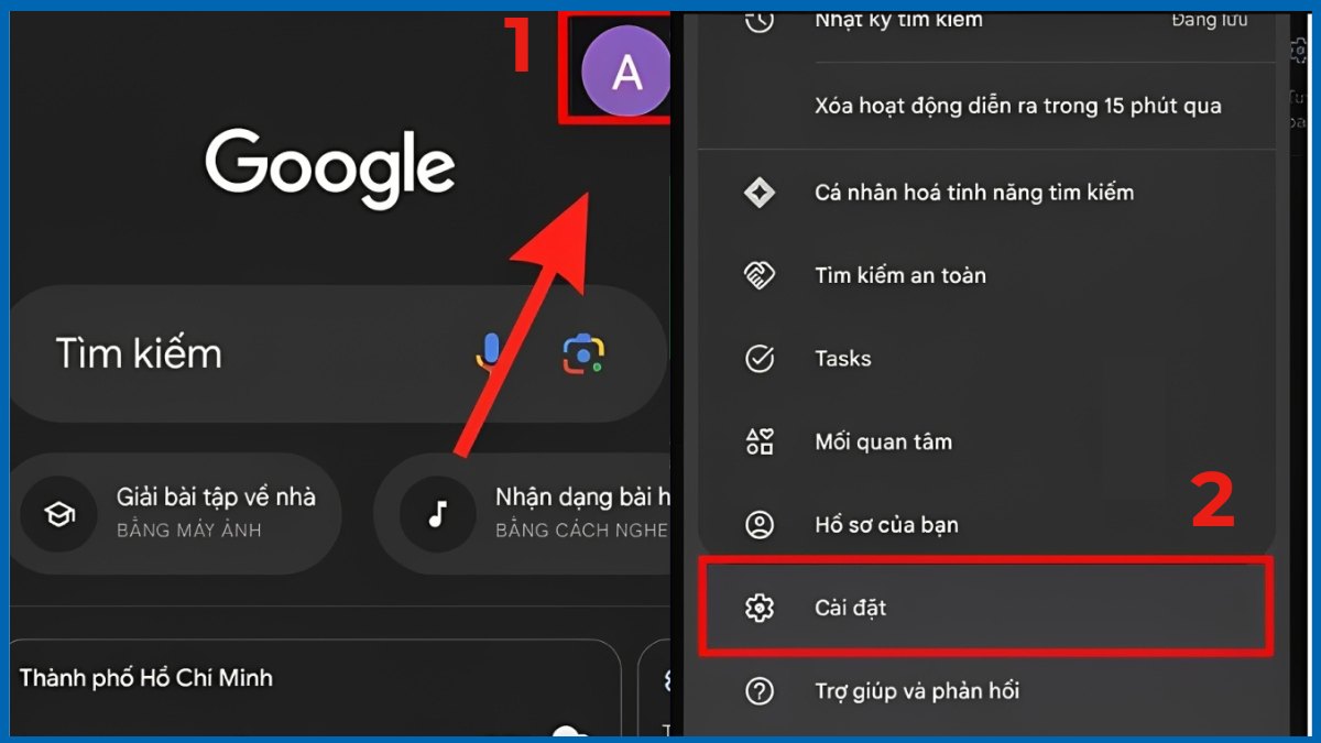 Cách tắt Gemini trên OPPO trong Google Search bước 1, 2