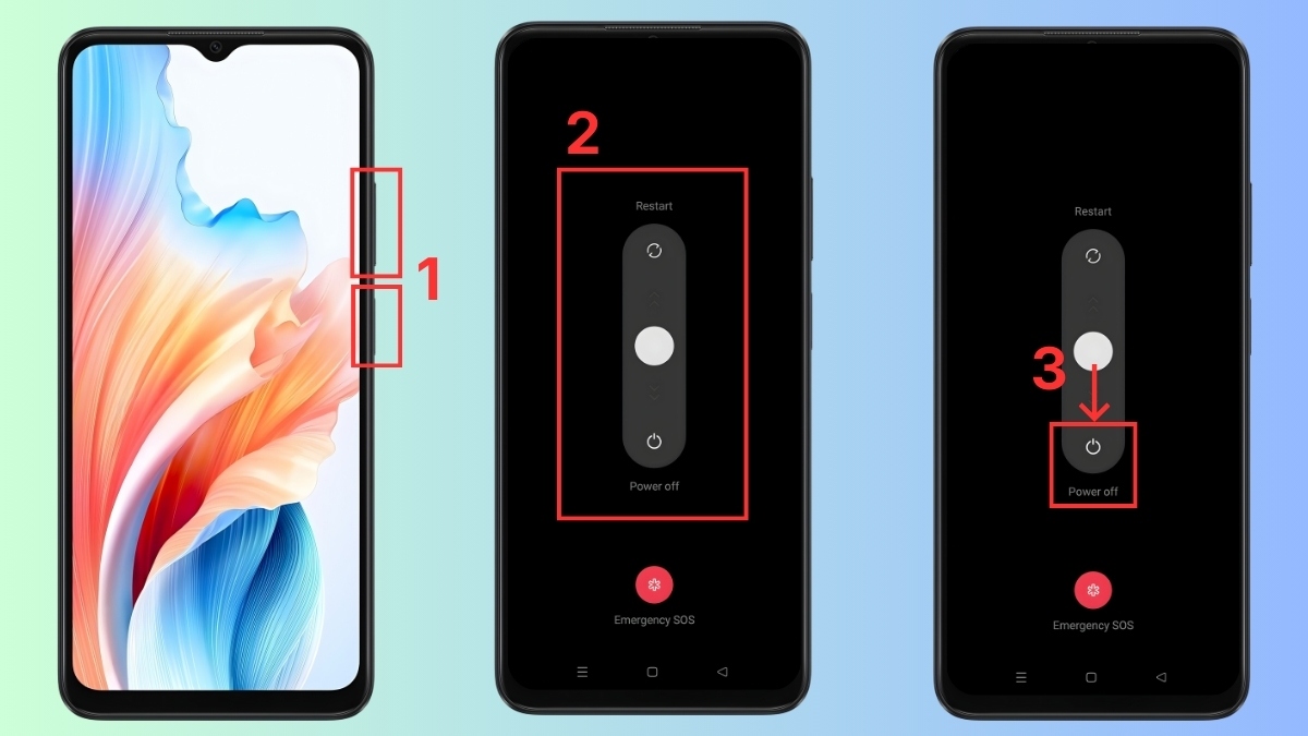 Cách tắt nguồn OPPO A18 bằng nút nguồn