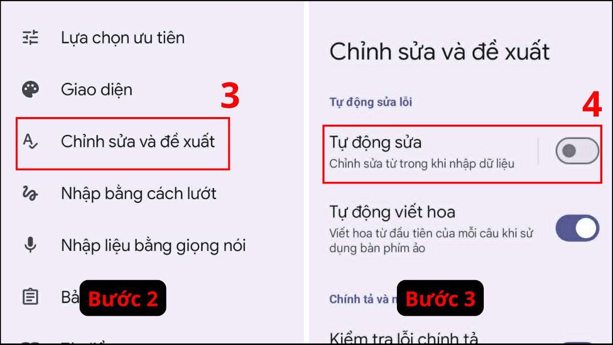 Cách tắt sửa lỗi chính tả trên OPPO bước 2, 3