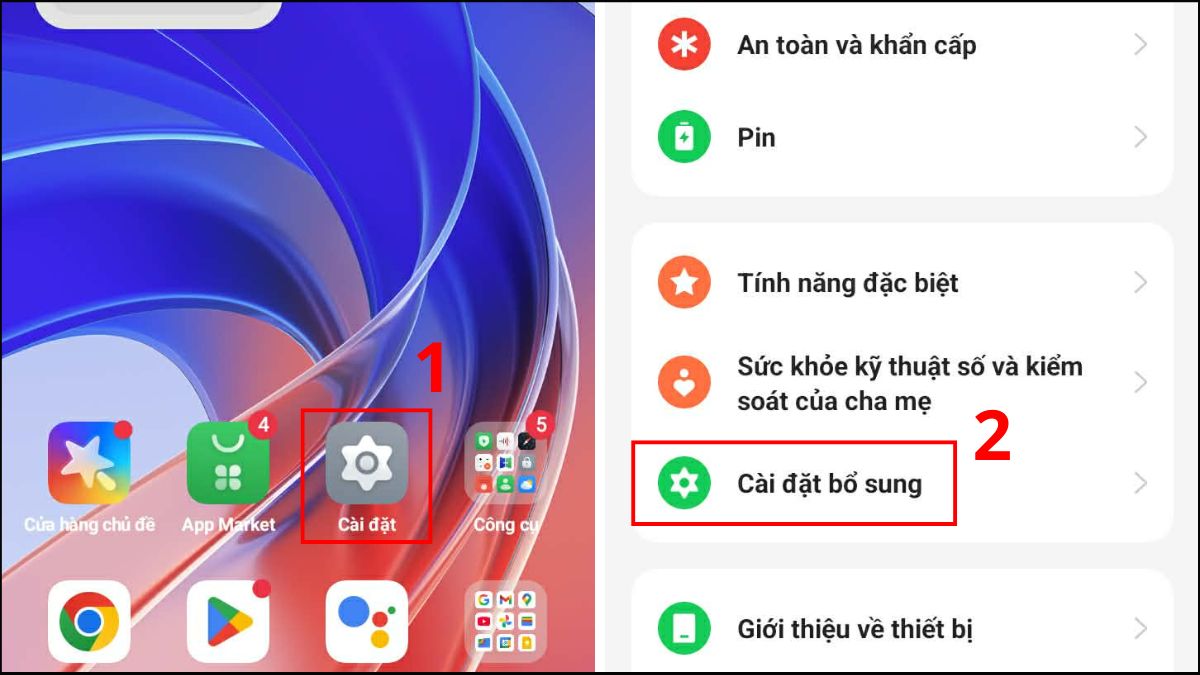 Cách tắt sửa lỗi chính tả trên OPPO trong Cài đặt bước 1