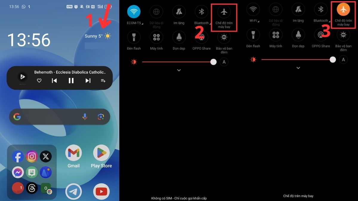 Cách tắt thông báo trên điện thoại OPPO tạm thời - Bật chế độ máy bay
