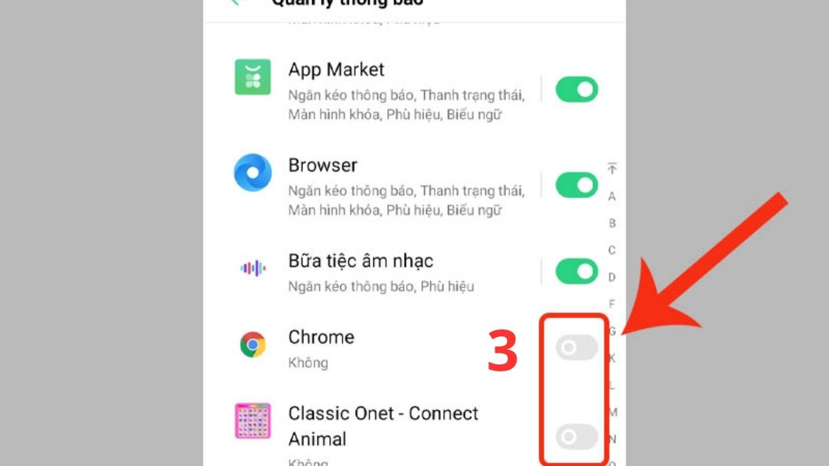 Cách tắt thông báo trên điện thoại OPPO - Tắt thông báo riêng bước 3