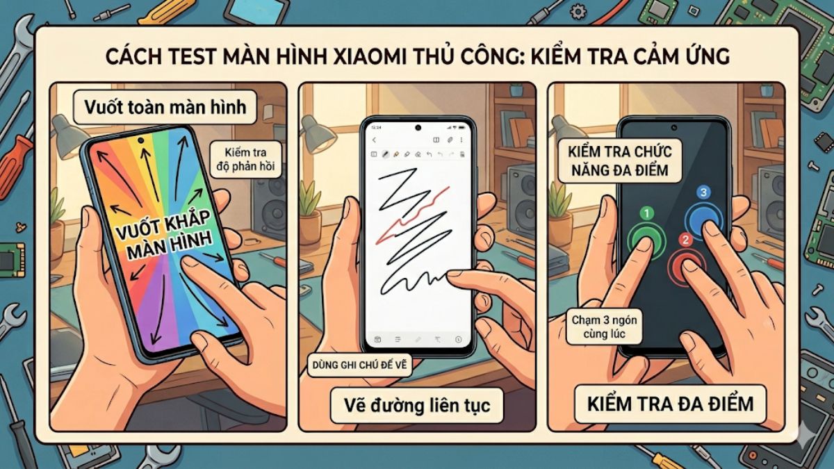 Cách test màn hình Xiaomi - Kiểm tra cảm ứng