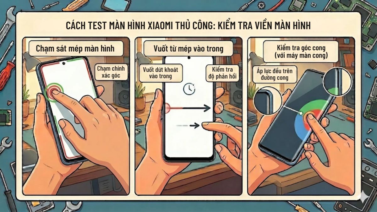 Cách test màn hình Xiaomi - Kiểm tra viền màn hình