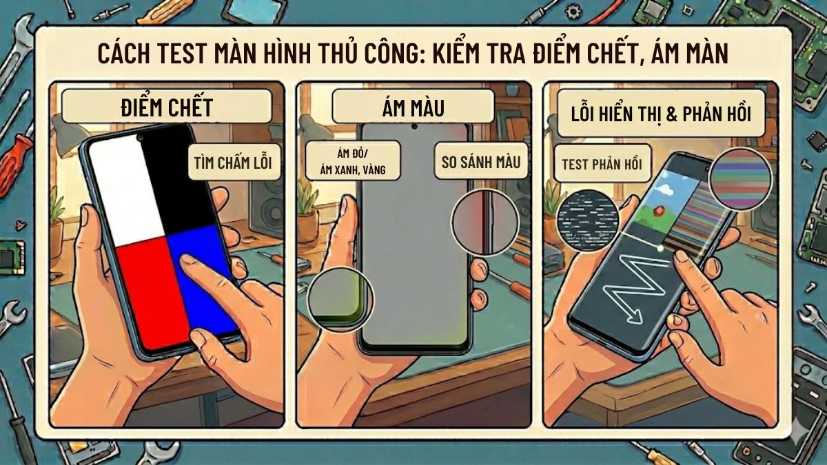 Cách test màn hình Xiaomi - Kiểm tra ám màn