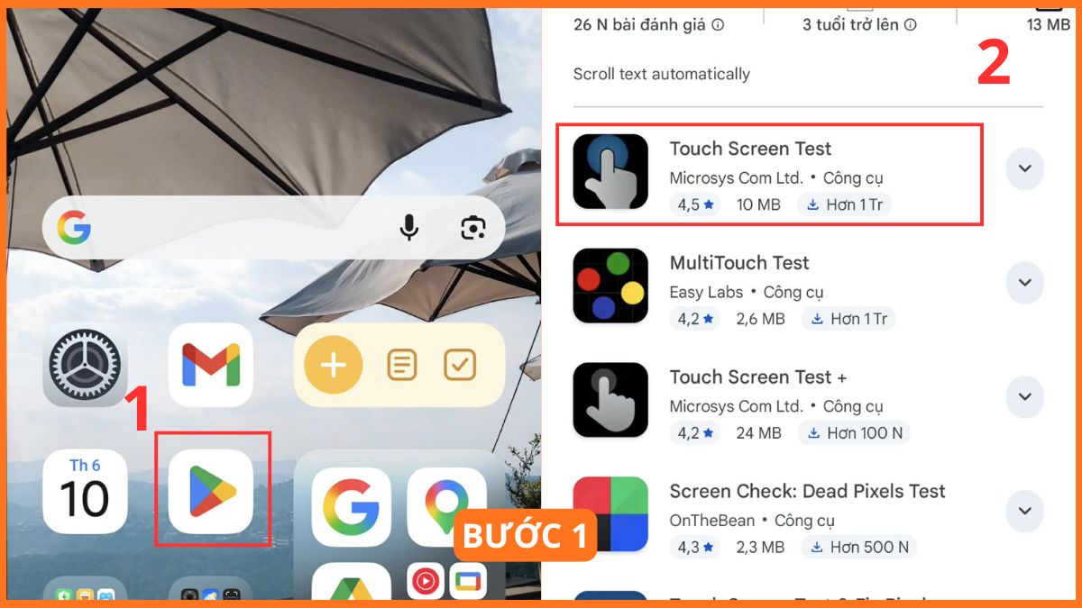 Cách test màn hình Xiaomi bằng Touch Screen Test bước 1