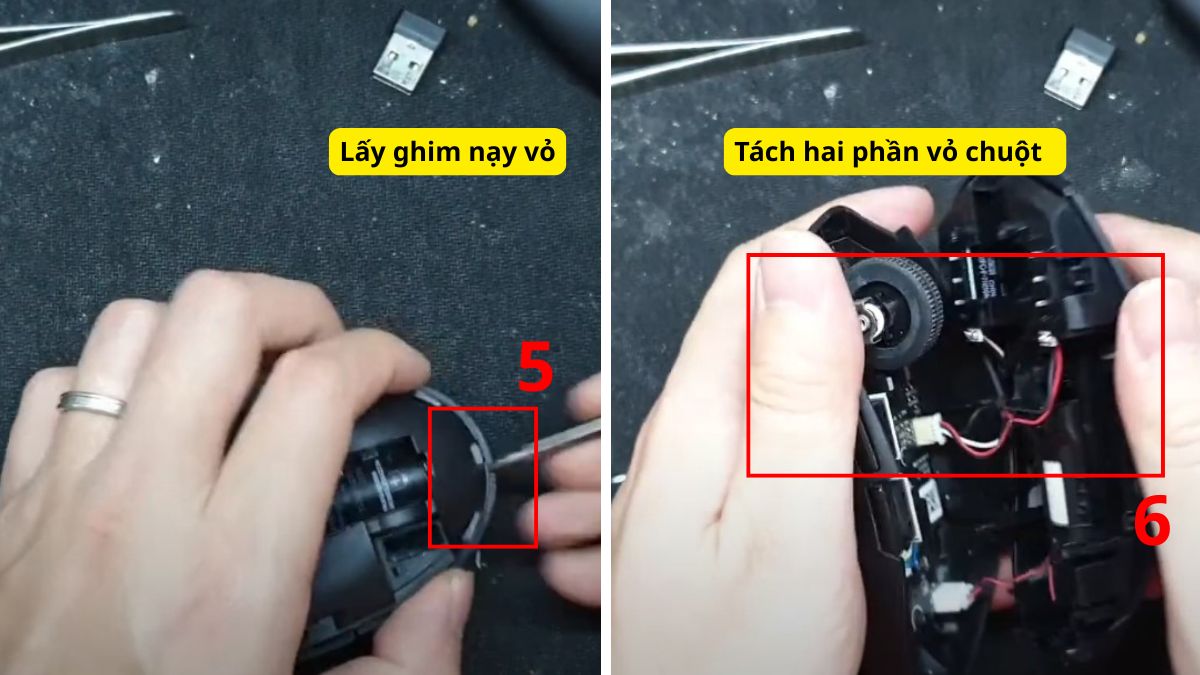 Cách tháo chuột Logitech không dây bước 4