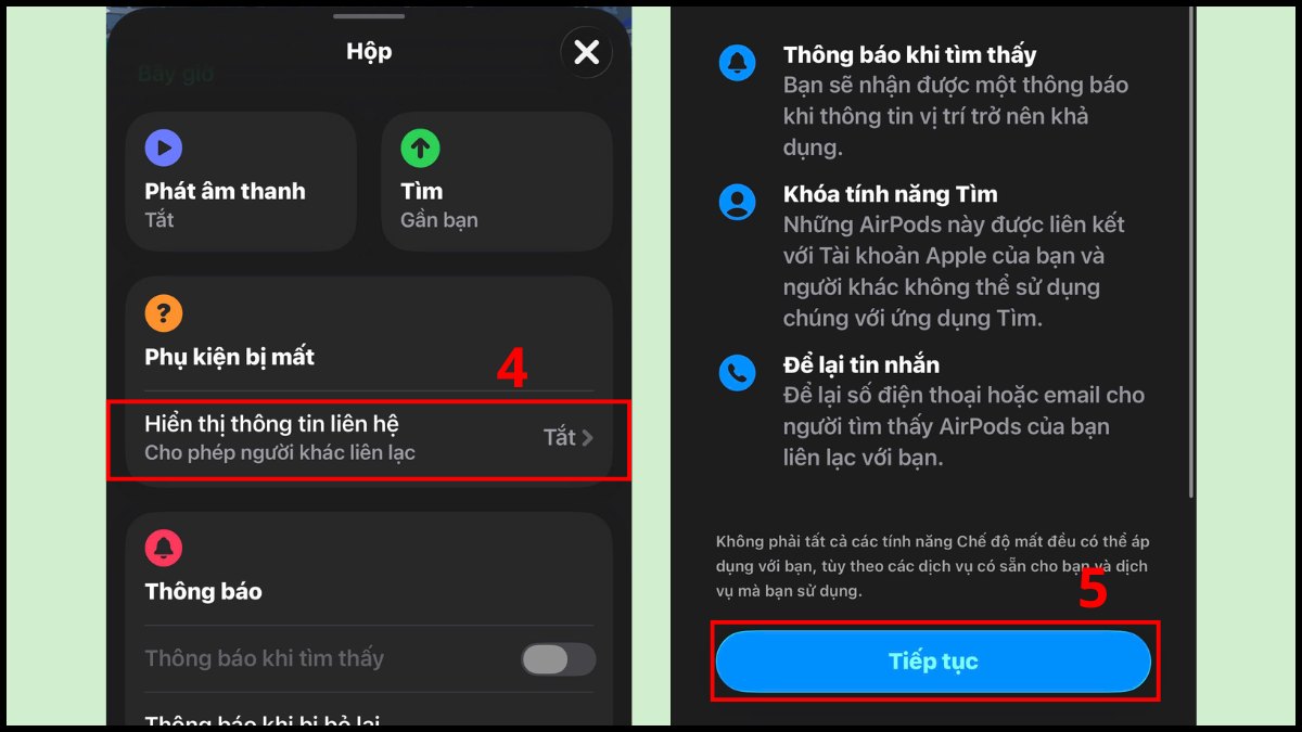 Cách tìm airpods bị mất - Bật chế độ mất AirPods bước 2