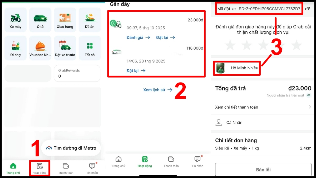Cách tìm thông tin tài xế Grab cho hàng khách ngay trong thông tin chuyến đi