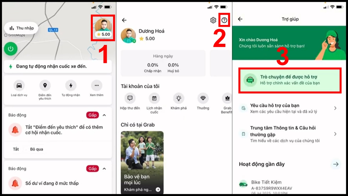 Cách lấy ID tài xế Grab bước 1, 2, 3