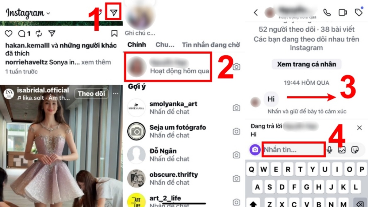Cách trả lời tin nhắn cụ thể trên Instagram