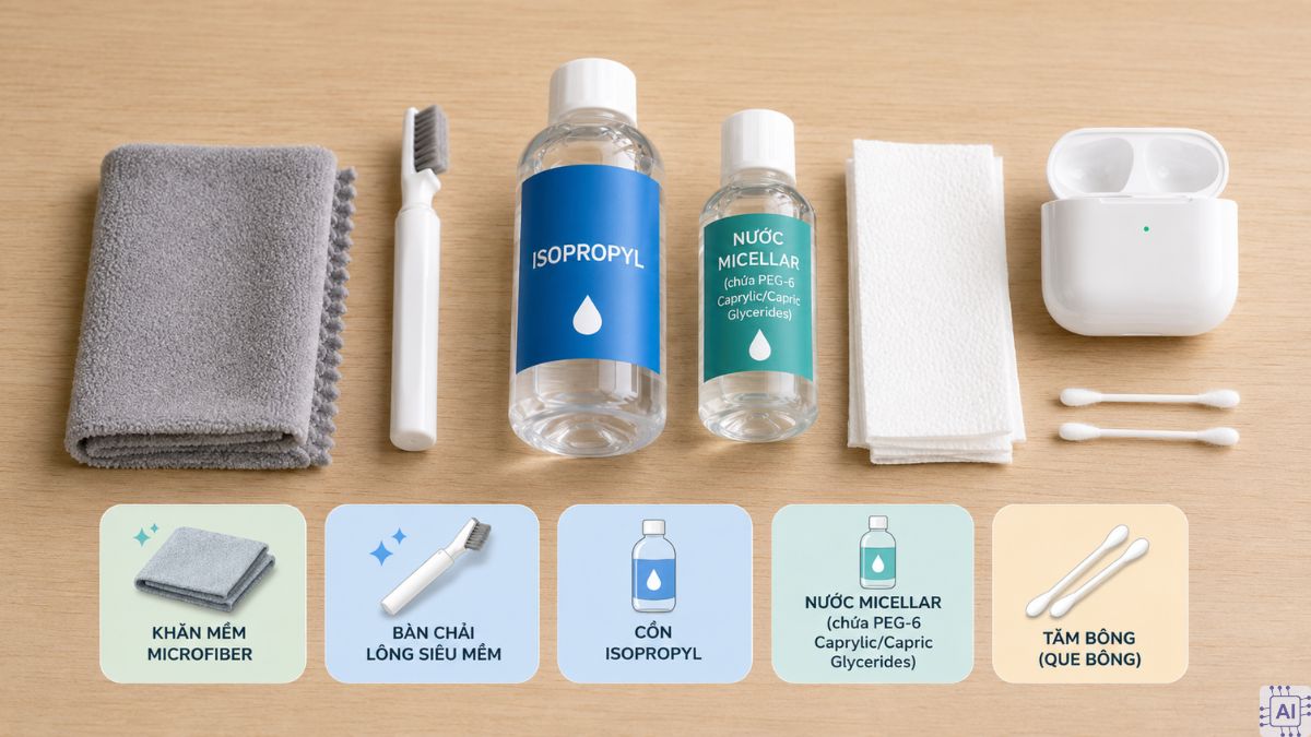 Cách vệ sinh Airpod - Dụng cụ cần thiết