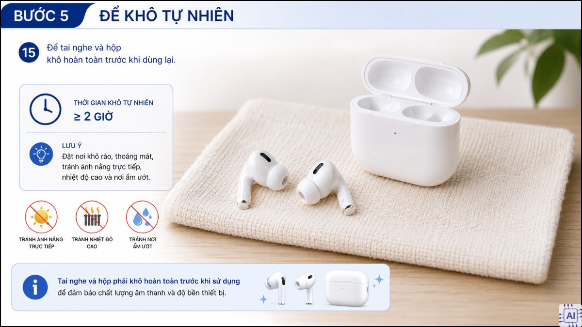 Cách vệ sinh Airpod - Tiến hành vệ sinh bước 5
